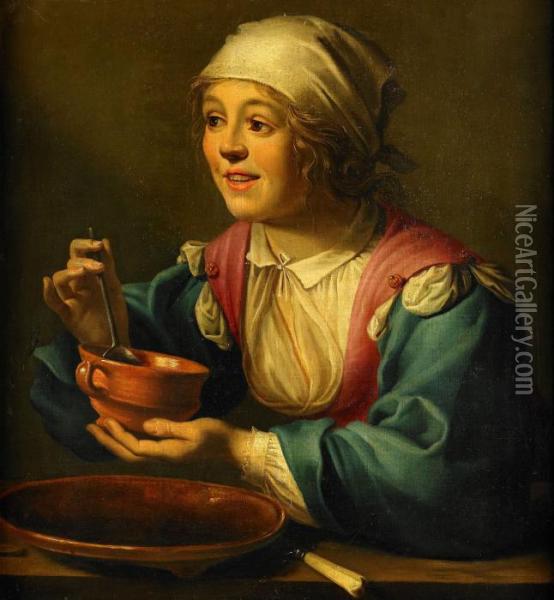 Kvinna Med Skal Oil Painting - Gerrit Van Honthorst