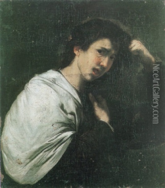 Young Woman Tearing Her Hair Oil Painting - Jusepe de Ribera