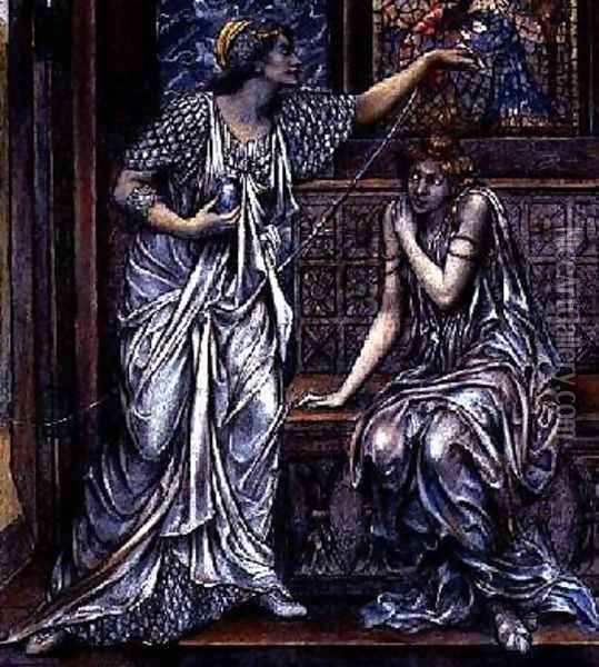 Finished study for Queen Eleanor and Fair Rosamund 1900-5 Oil Painting - Evelyn Pickering De Morgan