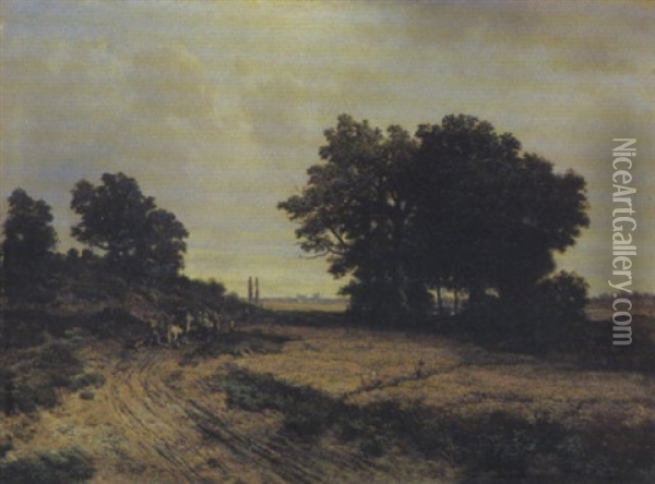 Sommerliche Feldlandschaft Oil Painting - August Robert Zimmermann