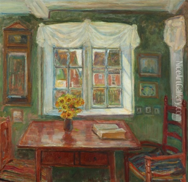 Interior From A Room In The Artist's House In Sonderho Oil Painting - August Wilckens