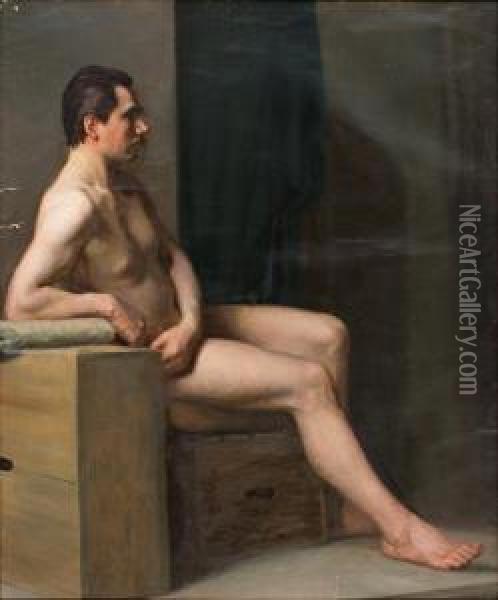 Nudo Di Uomo In Interno Oil Painting - Poul Steffensen