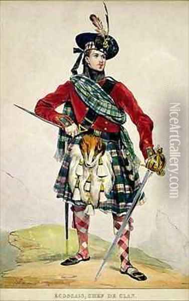 Chief of a Scottish Clan Oil Painting - Eugene Francois Marie Joseph Deveria
