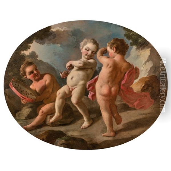 Jeunes Putti Dansant Oil Painting - Francesco de Mura