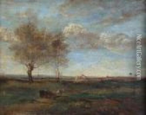 An Italian View With Horse And Cart Oil Painting - Jean-Baptiste-Camille Corot