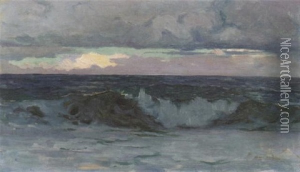 Shorebreak Oil Painting - Sydney Mortimer Laurence