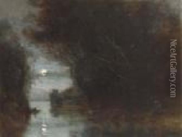 Paysage Au Clair De Lune Oil Painting - Jean-Baptiste-Camille Corot