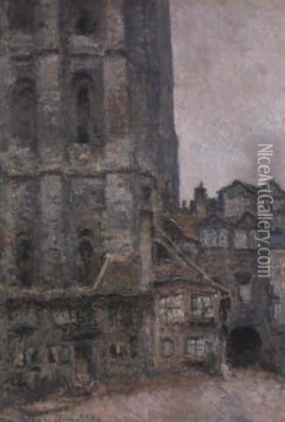 La Cathedrale De Rouen: La Cour D'albane Oil Painting - Claude Monet