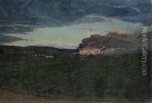 Incendie De Nuit Oil Painting - Michel Auguste Colle