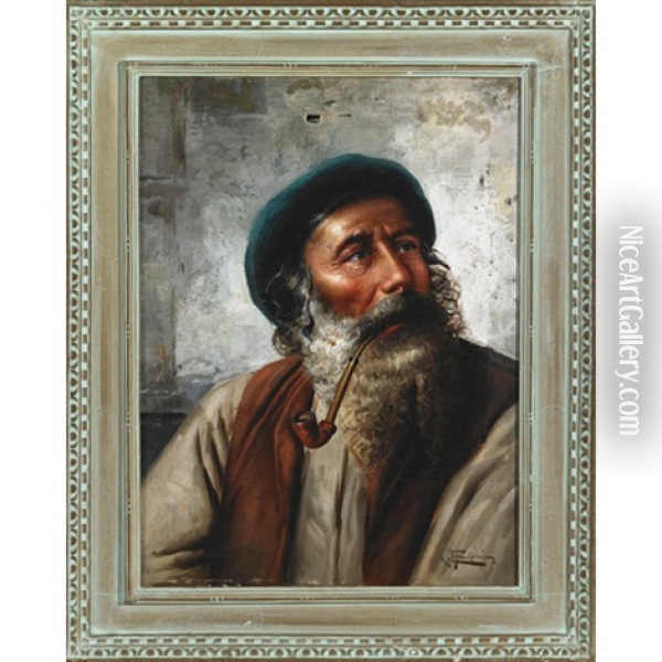 Peasant Man; Peasant Woman (2 Works) Oil Painting - Raffaele Frigerio