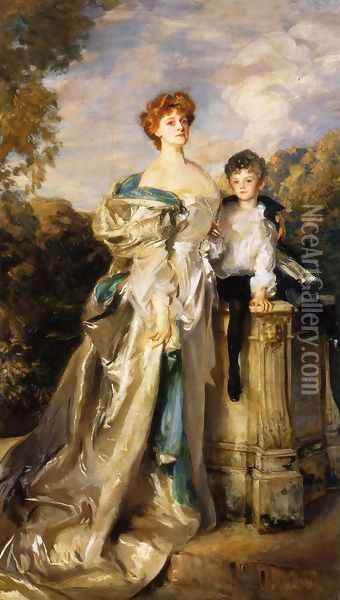 The Countess of Warwick and Her Son Oil Painting - John Singer Sargent