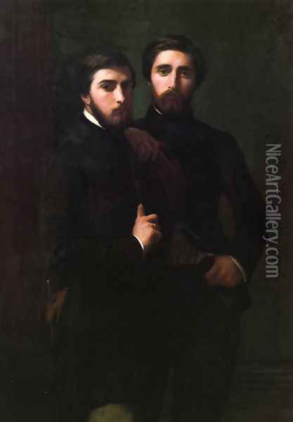 Double Portrait of the d'Assy Brothers Oil Painting - Jean Hippolyte Flandrin