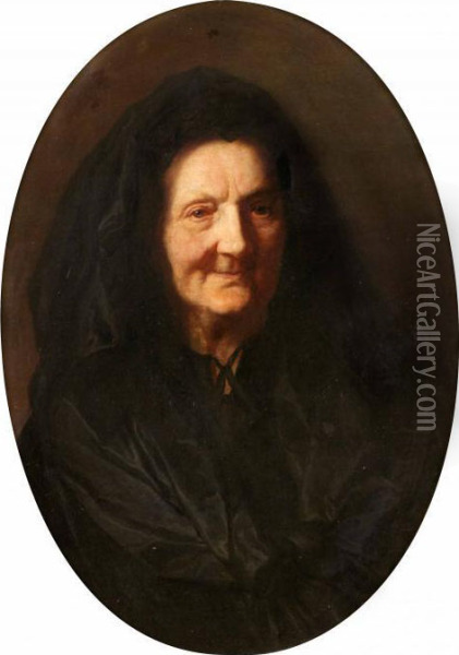 Aldre Kvinna I Svart Oil Painting - Nicolas de Largillierre