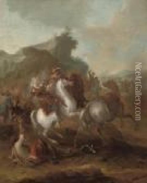 A Cavalry Skirmish Oil Painting - Joseph Parrocel