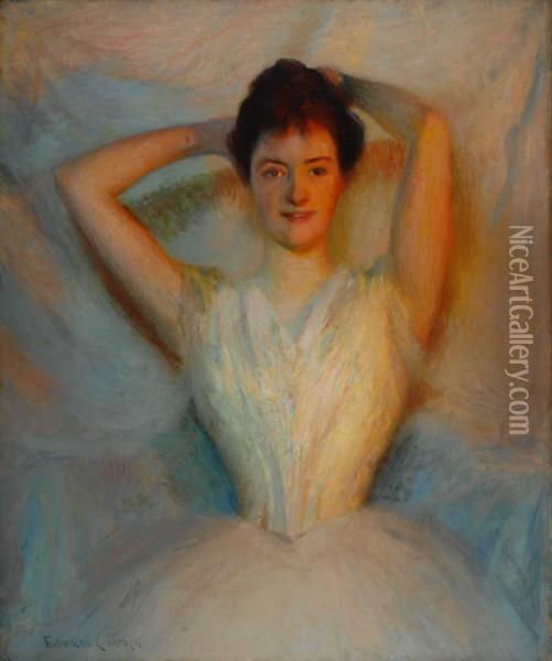 An Opal: Study Of Yellow And White Light Oil Painting - Edmund Charles Tarbell