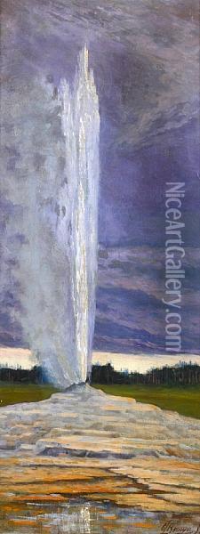 A Yellowstone Geyser Oil Painting - Grafton Tyler Brown