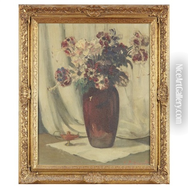 Mixed Flowers In A Vase Oil Painting - Everett Lloyd Bryant