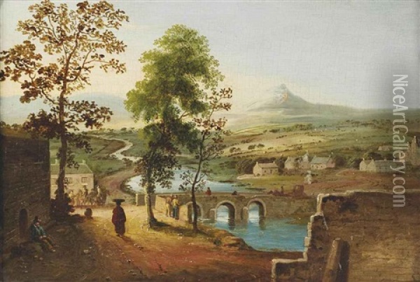 A View Of The Sugar Loaf Mountain And The Outskirts Of Bray Town, Co. Wicklow Oil Painting - William Sadler the Younger