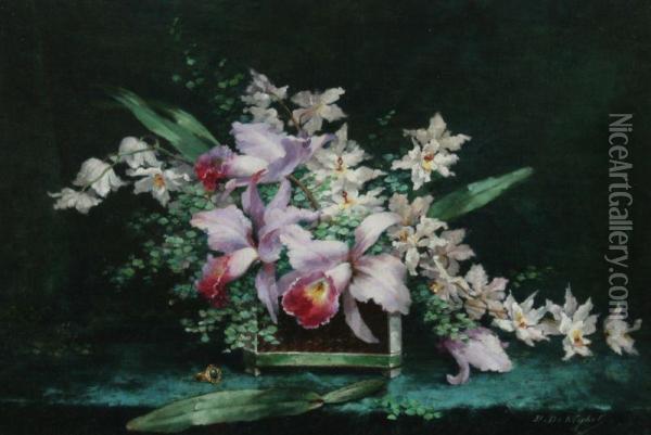 Blumenstilleben Und Goldring Auf Einem Tisch Oil Painting - Desire de Keghel