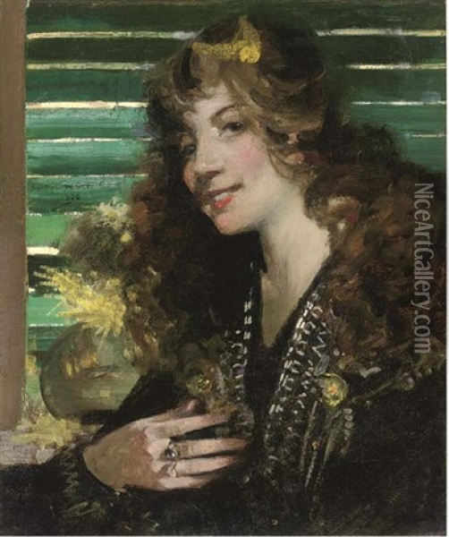 Portrait Of Nell Oil Painting - George Henry