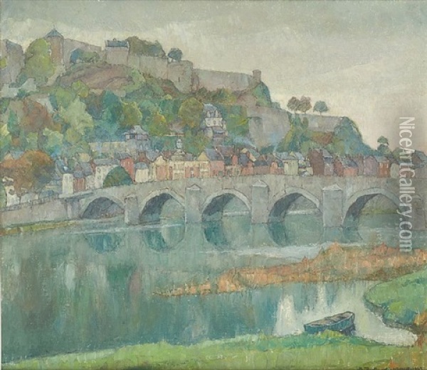 Le Pont De Jambes Par Temps Gris Oil Painting - Mecislas Rakowski