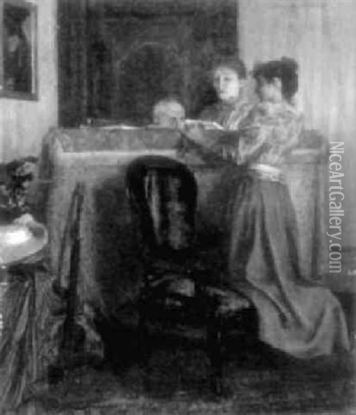 Emile Desvallieres, Claire Et Marguerite Lefevre (femme De Georges) Oil Painting - Georges Desvallieres