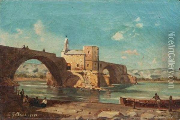 Le Pont D'avignon Oil Painting - F. Galland