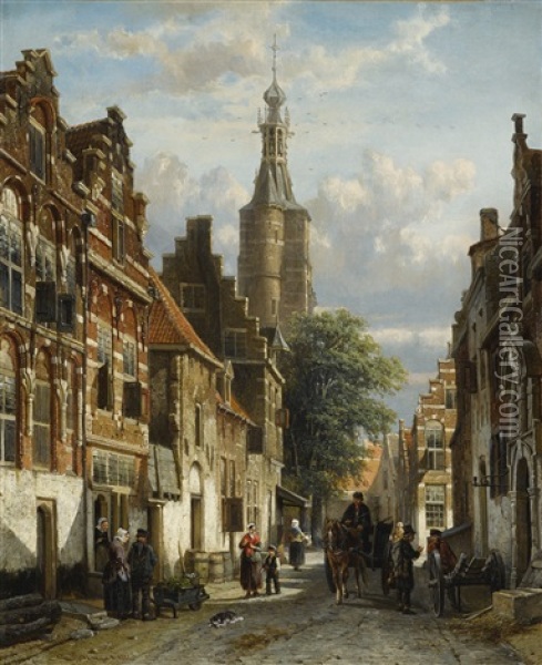 View Of The Little Church In Zalt Bommel, Province Of Gelderland Oil Painting - Cornelis Springer