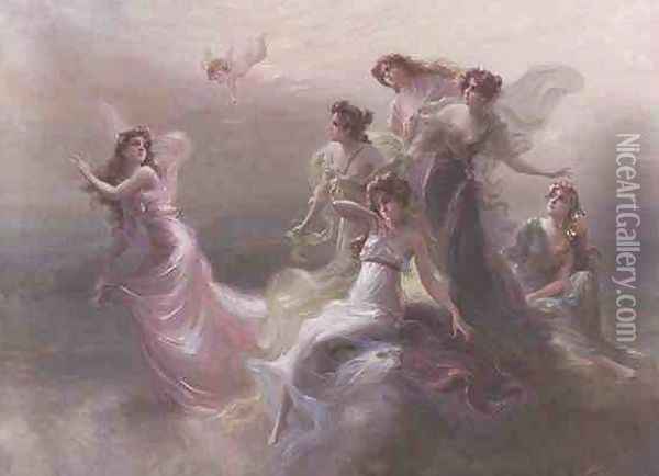 Goddesses on Mount Olympus Oil Painting - Edouard Bisson