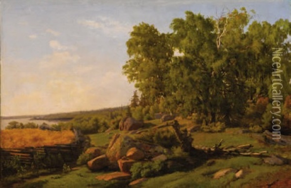 Pastoral Landscape Oil Painting - Mikhail Spiridonovich Erassi