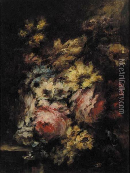 Bouquet De Fleurs Oil Painting - Narcisse-Virgile D Az De La Pena