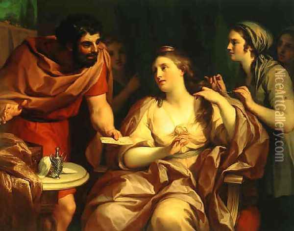 Semiramis Receives the Message of the Babylonion Revolt Oil Painting - Anton Raphael Mengs