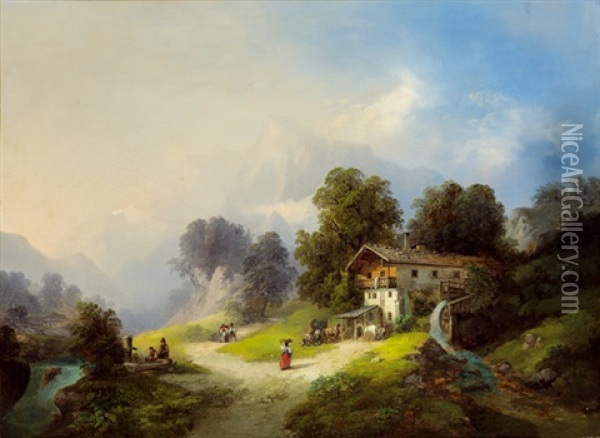 Schmiede In Der Ramsau Bei Berchtesgaden Oil Painting - Franz Barbarini