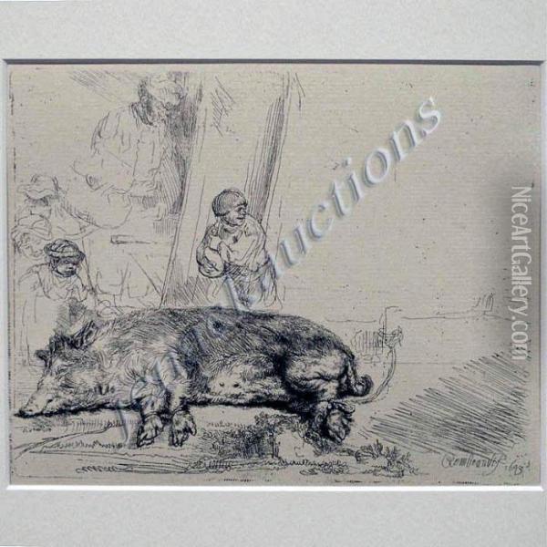 The Hog Oil Painting - Rembrandt Van Rijn