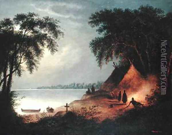 Indian Burial Oil Painting - Cornelius Krieghoff