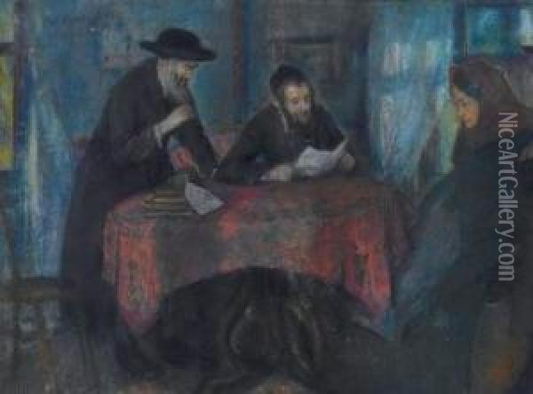 Rabbi Discussion Oil Painting - Artur Markowicz