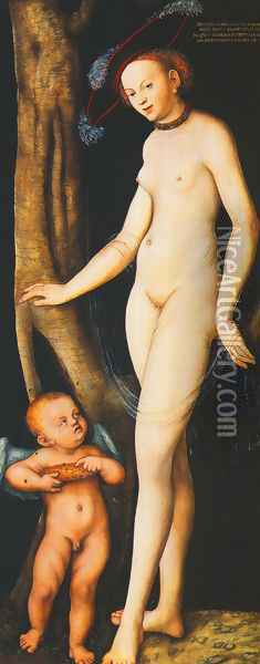 Venus and Cupid with a Honeycomb c. 1531 Oil Painting - Lucas The Elder Cranach