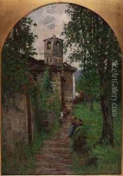 Verso Il Pascolo Oil Painting - Giovanni Piumati