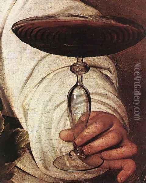 Bacchus (detail 1) c. 1596 Oil Painting - Caravaggio