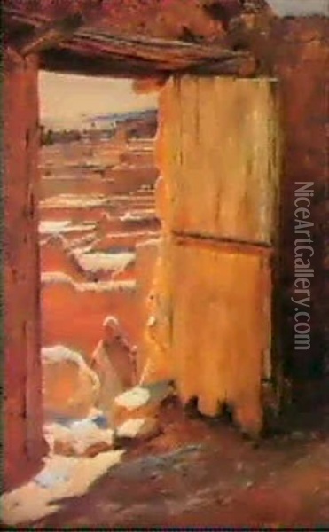 Porte Ouverte Sur Bou-saada Oil Painting - Eugene Alexis Girardet