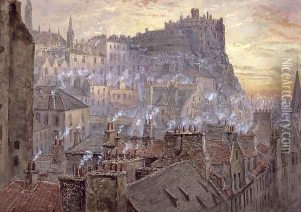 Edinburgh Castle from George IV Bridge Oil Painting - Jane Stewart Smith
