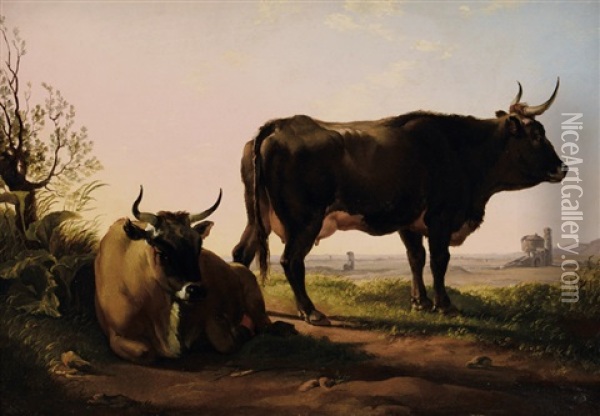 Paesaggio Con Bestiame Oil Painting - Hendrik Voogd