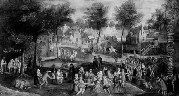 Peasants At A Village Kermis Oil Painting - Pieter Balten