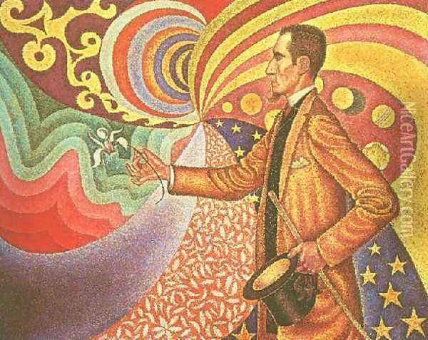 Against the Enamel of Background Rhythmic with Beats and Angels, Tones and Tones and Colours, and a Portrait of Felix Feneon (1861-1944) 1890 Oil Painting - Paul Signac