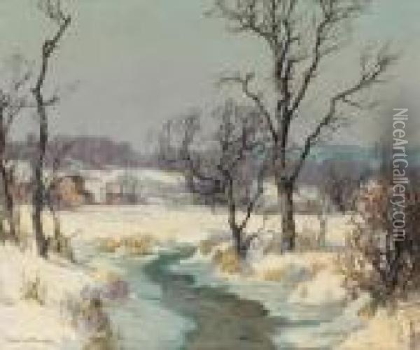 The Farm In Winter Oil Painting - Maurice Braun