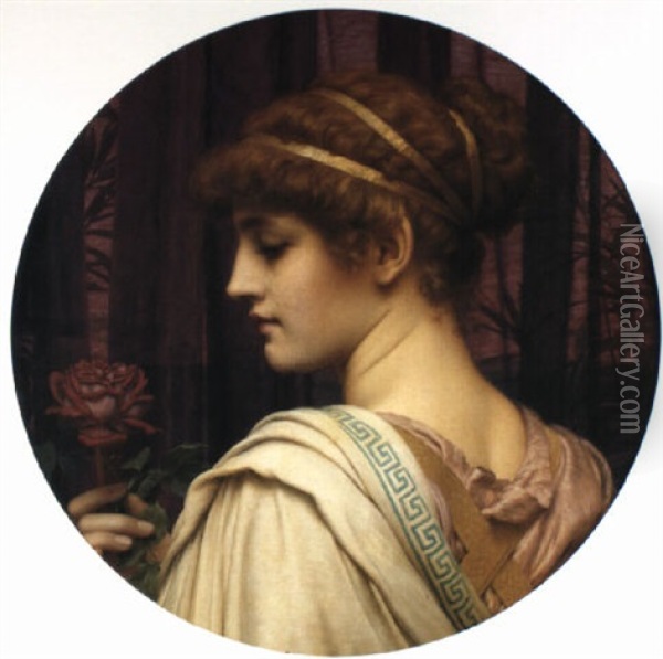 Chloris Or A Summer Rose Oil Painting - John William Godward