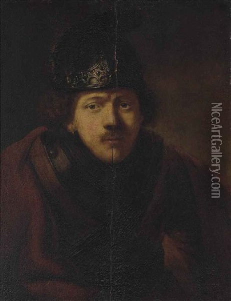 Self-portrait Of The Artist In A Helmet Oil Painting -  Rembrandt van Rijn