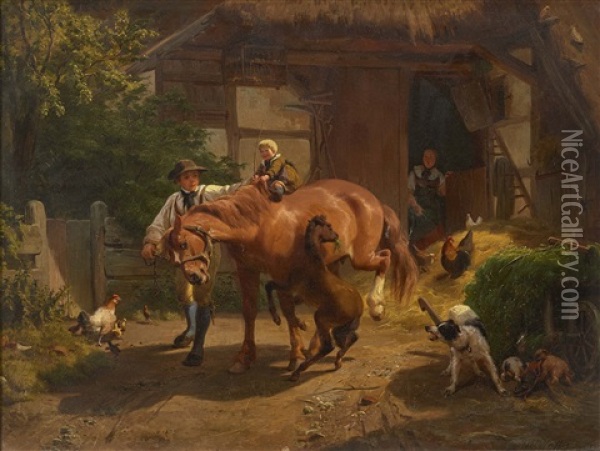 Der Erste Ritt Oil Painting - Friedrich Wilhelm Pfeiffer