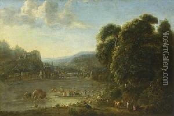 Blick Auf Dinant An Der
 Maas. Oil Painting - Gillis Neyts