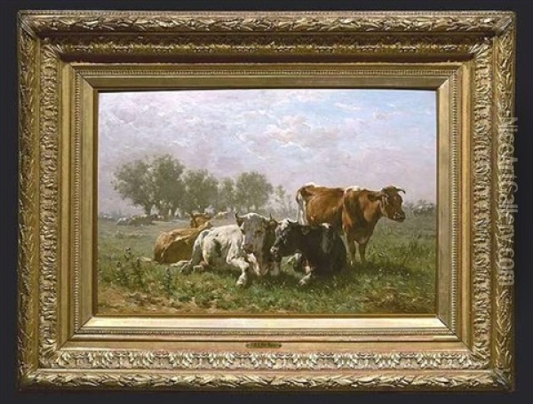 Kuhe Auf Sommerlicher Weide Oil Painting - Johannes Hubertus Leonardus de Haas